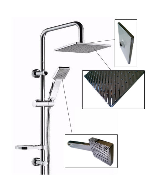 Asta Saliscendi Cromata Colonna Doccia Soffione Fisso Doccetta Saturn 9005         