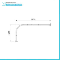 Asta tenda doccia angolare 90x170 cm in acciaio bianco