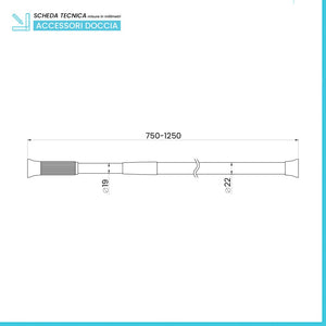 Asta tenda doccia regolabile da 75 a 125 cm in acciaio bianco