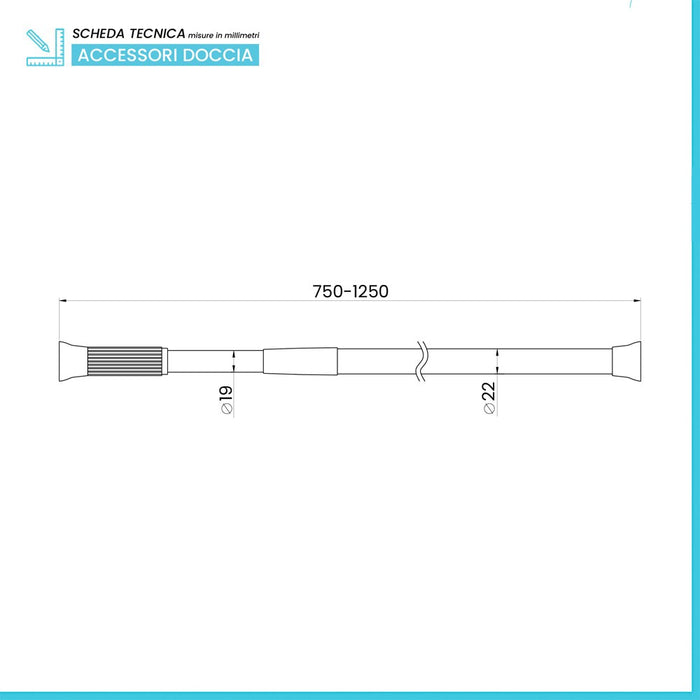 Asta tenda doccia regolabile da 75 a 125 cm in acciaio bianco