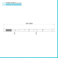 Asta tenda doccia regolabile da 75 a 220 cm in acciaio cromo