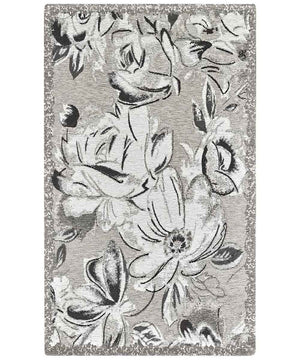 Tappeto moderno floreale ASTER ARGENTO in ciniglia multiuso lavabile antiscivolo cm.65x220 passatoia