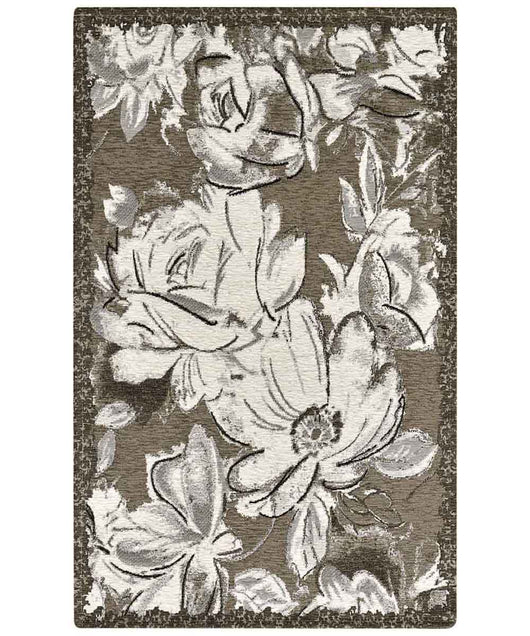 Tappeto moderno floreale ASTER FANGO in ciniglia multiuso lavabile antiscivolo cm.175x240