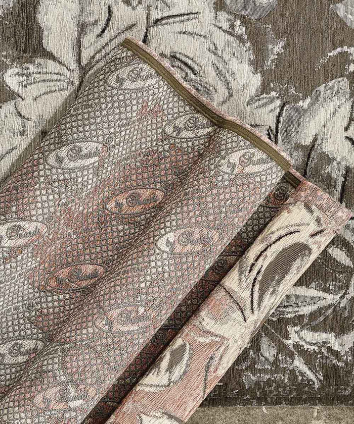 Tappeto moderno floreale ASTER FANGO in ciniglia multiuso lavabile antiscivolo cm.115x175