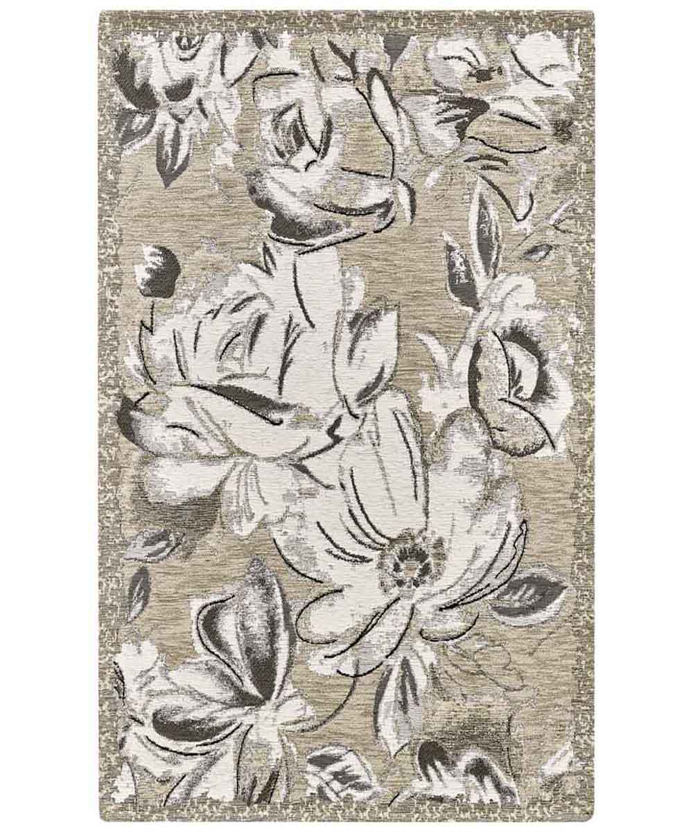 Tappeto moderno floreale ASTER TORTORA in ciniglia multiuso lavabile antiscivolo cm.85x150
