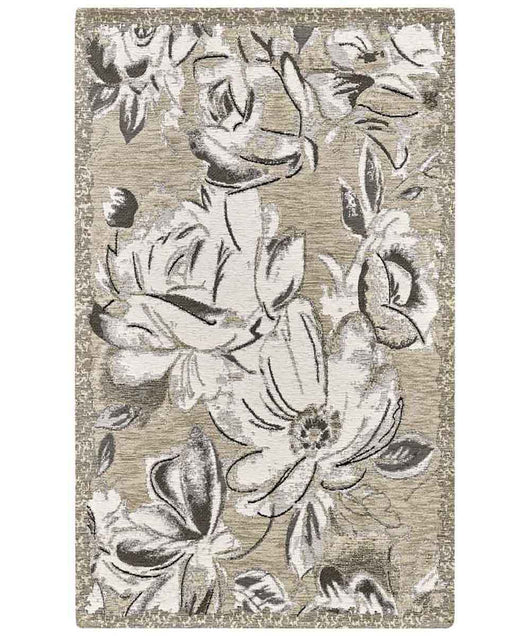 Tappeto moderno floreale ASTER TORTORA in ciniglia multiuso lavabile antiscivolo cm.85x150