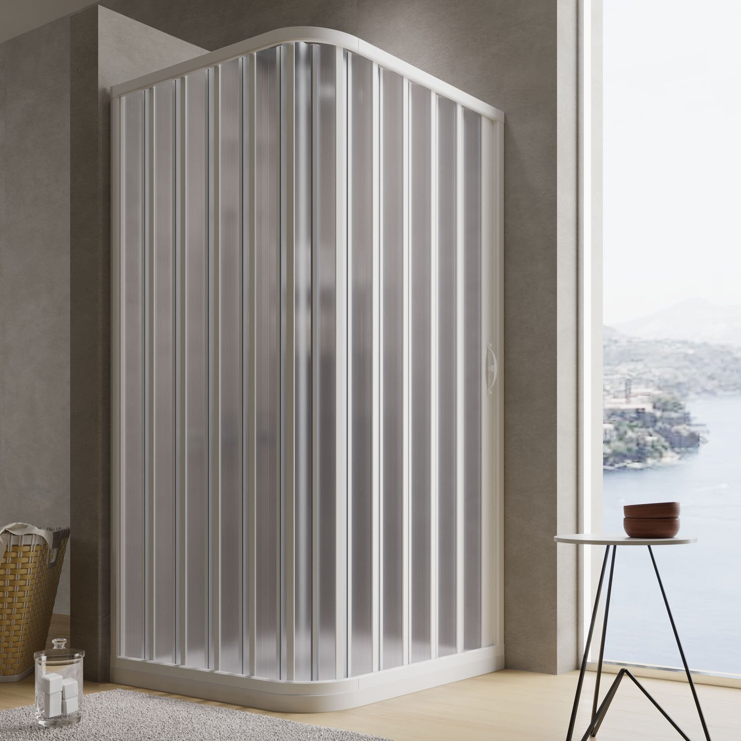 Box doccia a soffietto in PVC 90x100 cm H 185 mod. Aster con apertura laterale