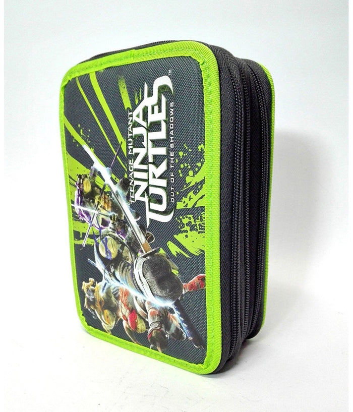 Astuccio 3 Zip Scomparti Cerniere Tartarughe Ninja Turtles Fantasia Accessoriato         