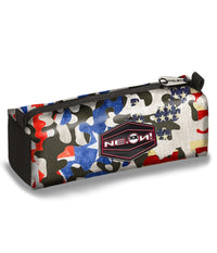 Astuccio Bauletto Neon Gut Camo Bandiera Americana Singola Zip Scuola Ragazzi         