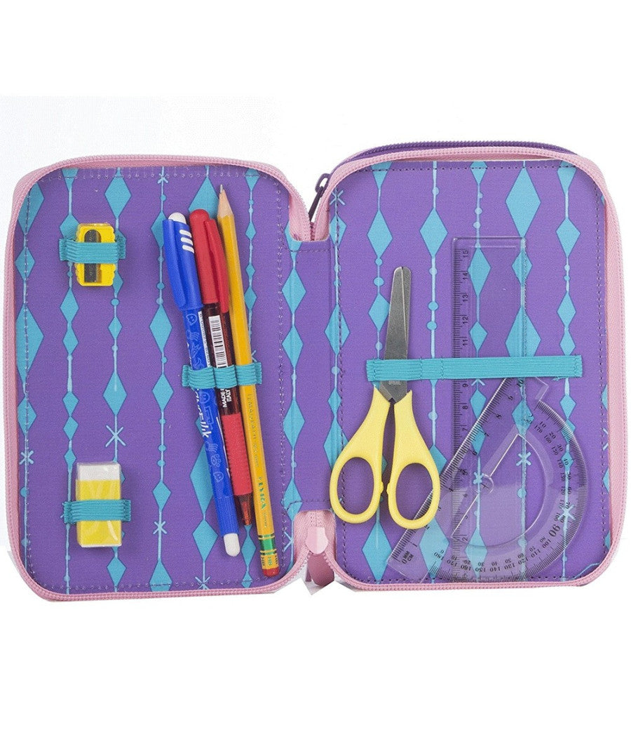 Astuccio Completo 3 Zip Frozen Elsa Anna Accessoriato Bambine Scuola         