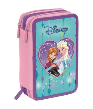 Astuccio Completo 3 Zip Frozen Elsa Anna Accessoriato Bambine Scuola         