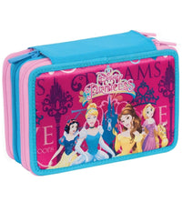 Astuccio Completo 3 Zip Principesse Disney Accessoriato Bambine Scuola         