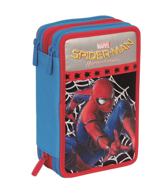Astuccio Completo 3 Zip Spiderman Uomo Ragno Accessoriato Per Bambini Set Scuola         