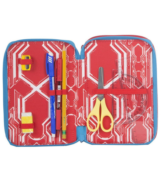 Astuccio Completo 3 Zip Spiderman Uomo Ragno Accessoriato Per Bambini Set Scuola         