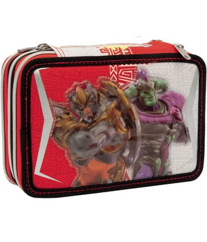 Astuccio Gormiti Scuola 3 Piani Completo Portapastelli Portapenne Pennarelli         