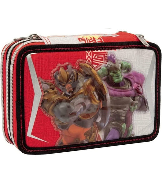 Astuccio Gormiti Scuola 3 Piani Completo Portapastelli Portapenne Pennarelli         