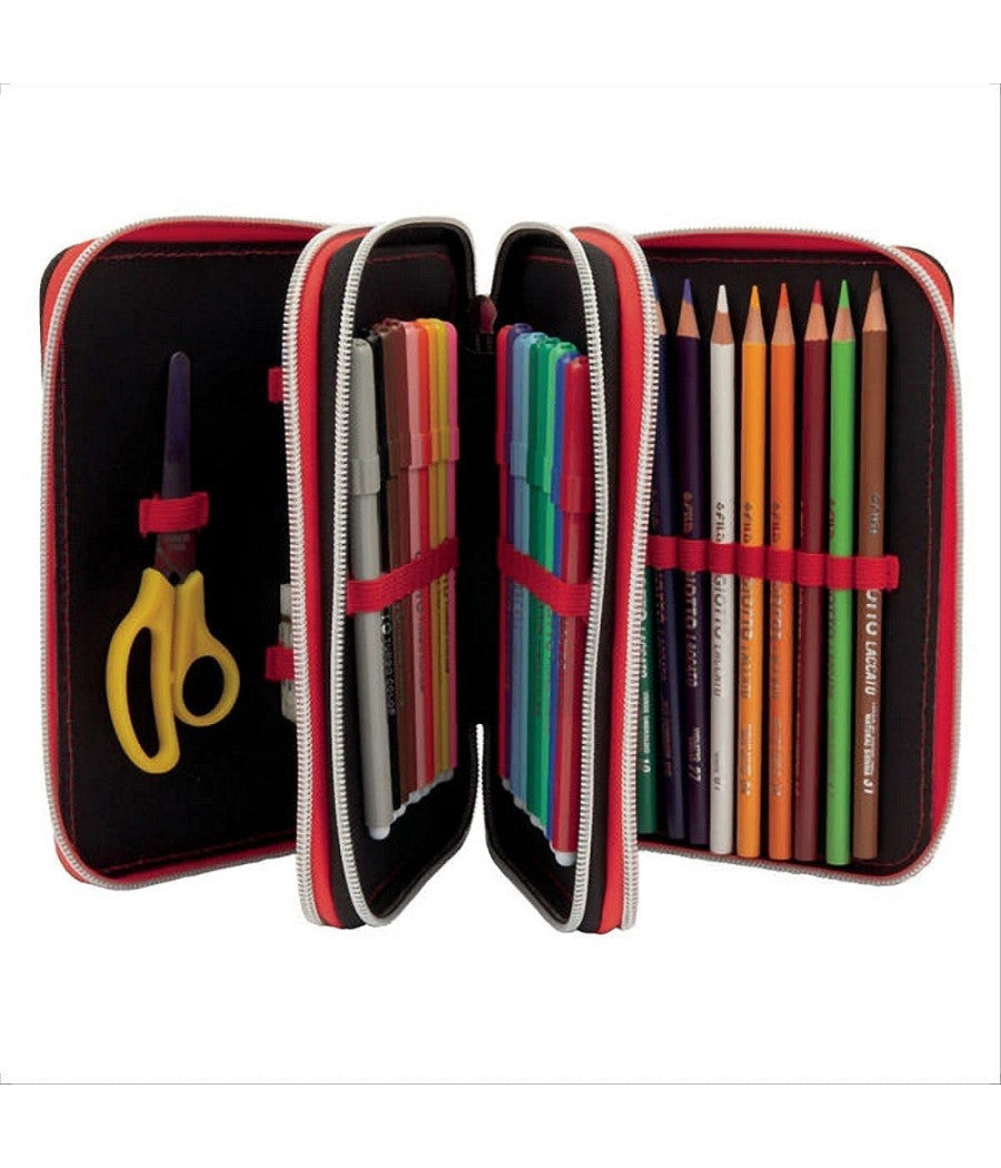 Astuccio Gormiti Scuola 3 Piani Completo Portapastelli Portapenne Pennarelli         