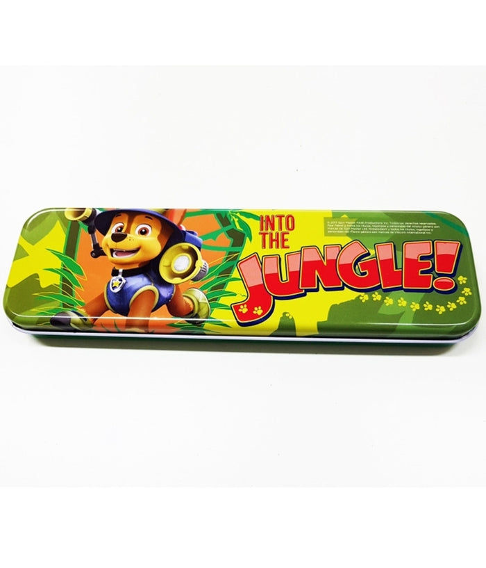 Astuccio In Metallo Paw Patrol Jungle Portapenne Portapastelli Matite Bambino         