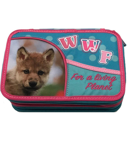 Astuccio Porta Penne 3 Zip Cerniere Wwf Panini Collezione Portapastelli Scuola         