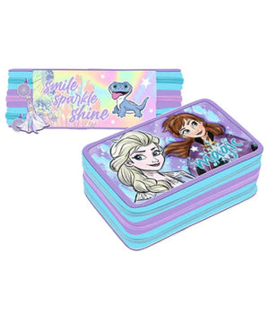 Astuccio Portapastelli Penne 3 Zip Cerniere Frozen Deluxe Scuola 12,5x6x19,5 Cm         