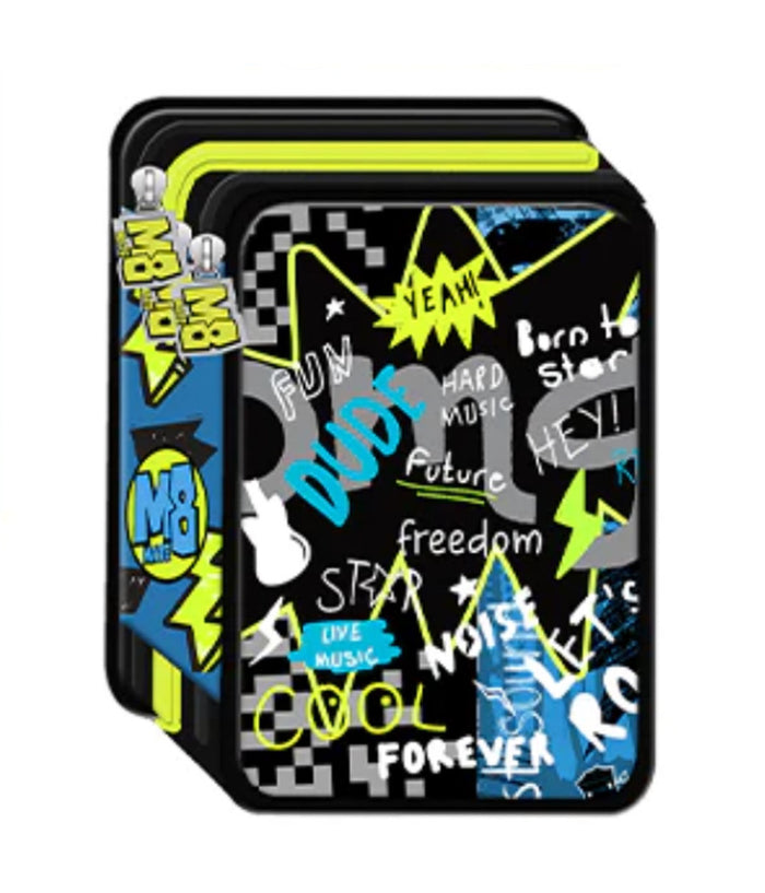 Astuccio Portapastelli Portapenne 3 Scomparti Chiusura A Zip M8 Boy Nero Giallo         