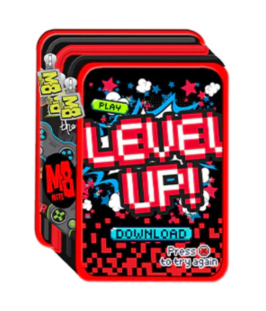 Astuccio Portapastelli Portapenne 3 Scomparti Chiusura A Zip M8 Boy Nero Rosso         