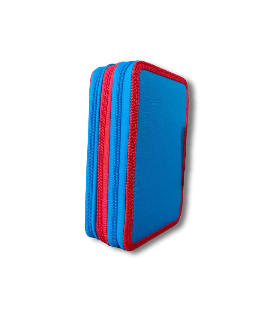 Astuccio Portapastelli Scuola 3 Zip Topolino Accessoriato Pastelli Pennarelli Mm         