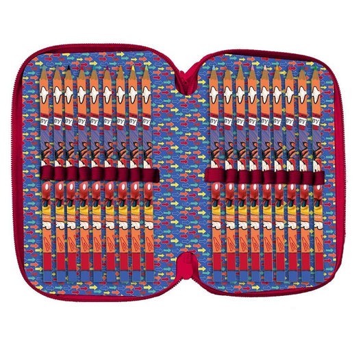 Trade Shop - Astuccio Portapastelli Scuola 3 Zip Topolino Accessoriato Pastelli Pennarelli -