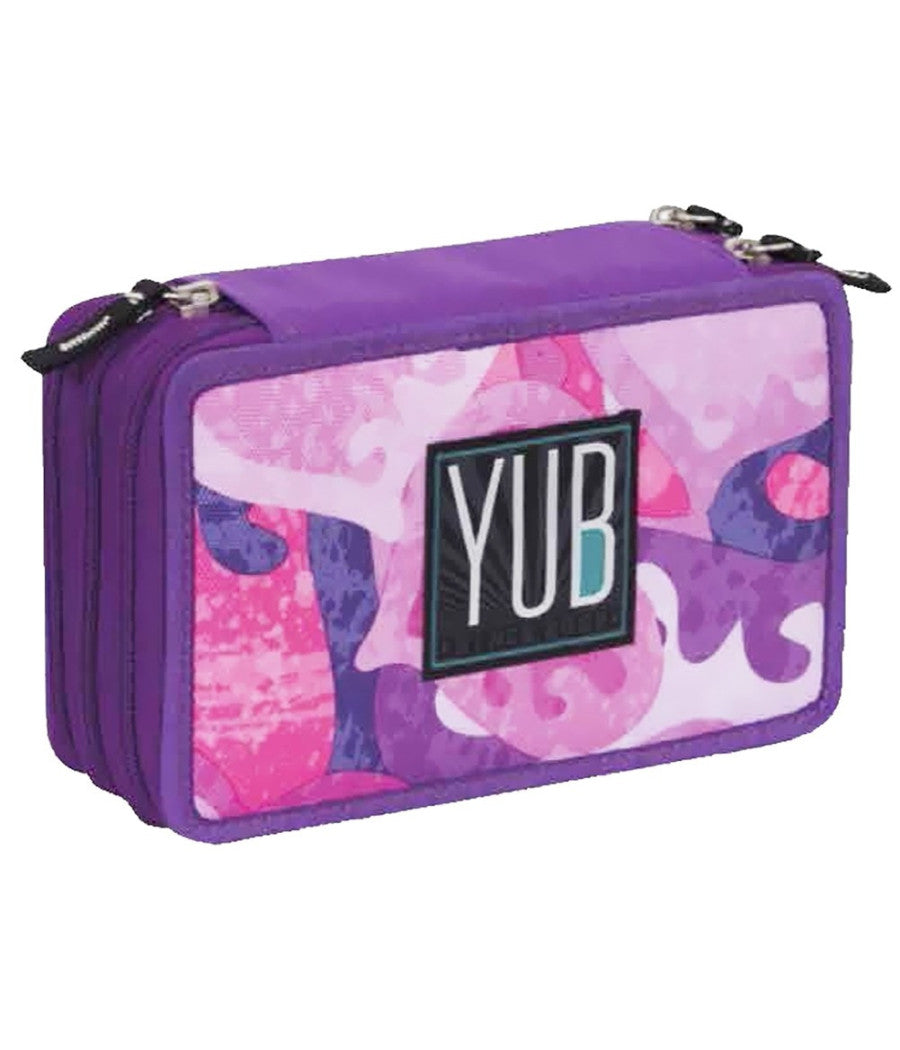 Astuccio Portapastelli Scuola 3 Zip Yub Murales Pastelli Pennarelli Viola Rosa         