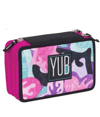 Astuccio Portapastelli Scuola 3 Zip Yub Murales Pennarelli Fuxia Verde Acqua         