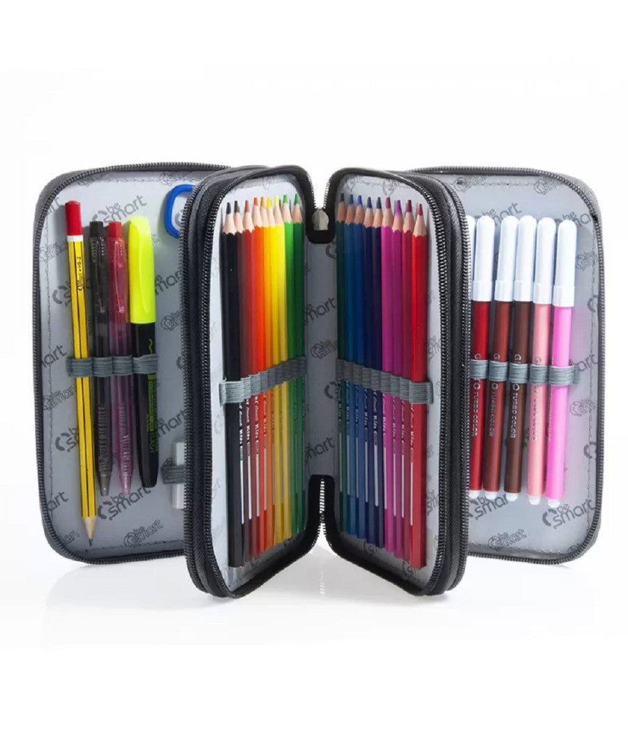 Astuccio Portapastelli Triplo York Grigio Be Smart Portapenne Accessori Scuola         