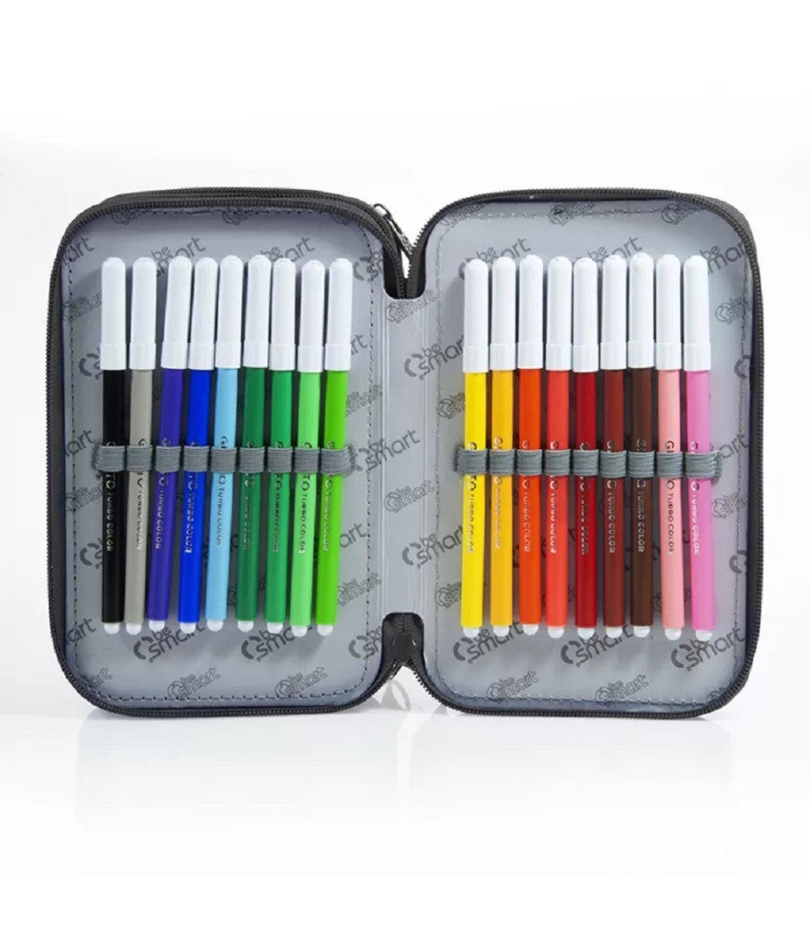 Astuccio Portapastelli Triplo York Grigio Chiaro Be Smart Penne Accessori Scuola         