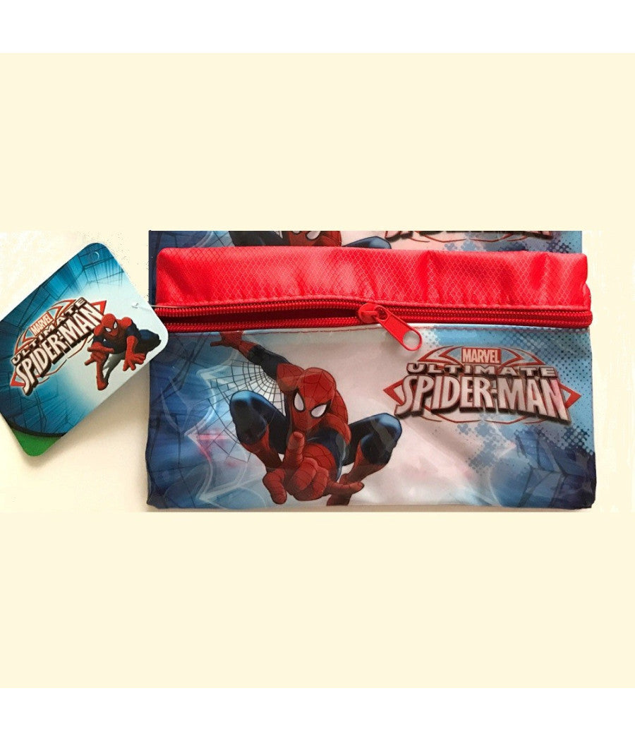 Astuccio Portapastelli Zip Spiderman Colore Blu Rosso Portapenne Scuola         