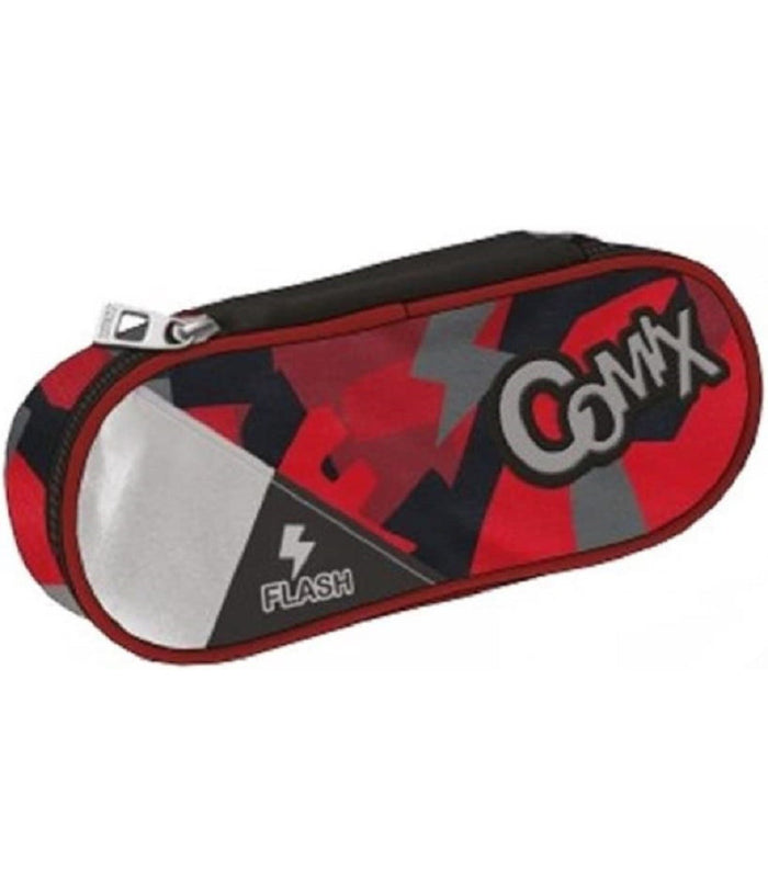 Astuccio Portapenne Ovale Comix Flash Organizzato In Poliestere Accessori Scuola         