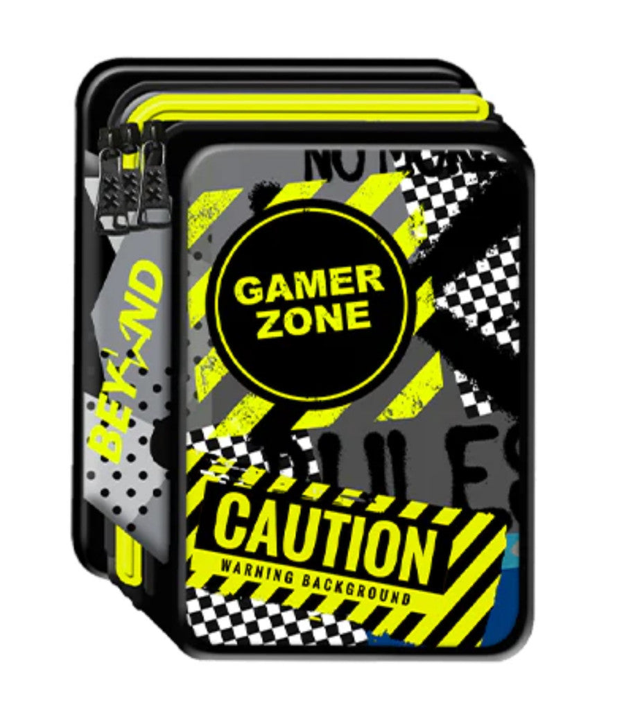 Astuccio Portapenne Pastelli 3 Scomparti Con Chiusura Zip Beyond Boy Nero Giallo         