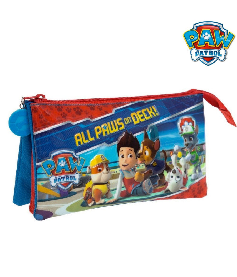 Astuccio Portapenne Paw Patrol Bustina 3 Scomparti Cuccioli Bambini Scuola         