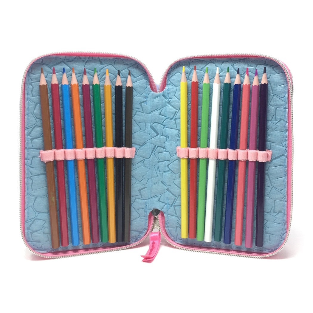 Trade Shop - Astuccio Scuola 3d Principesse Cenerentola Rapunzel Ariel Disney 3 Zip Cerniere -