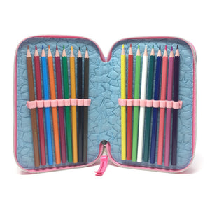 Trade Shop - Astuccio Scuola 3d Principesse Cenerentola Rapunzel Ariel Disney 3 Zip Cerniere -