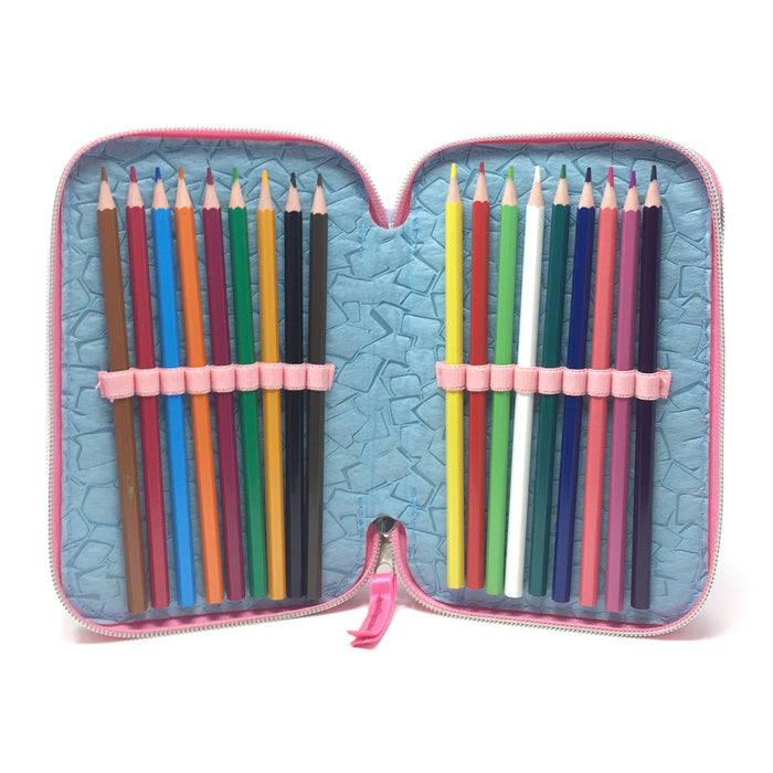 Trade Shop - Astuccio Scuola 3d Principesse Cenerentola Rapunzel Ariel Disney 3 Zip Cerniere -