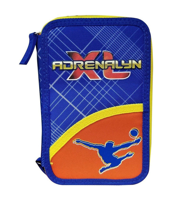 Astuccio Scuola Calciatori Panini Adrenalyn Triplo Completo 3 Zip Per Ragazzi         