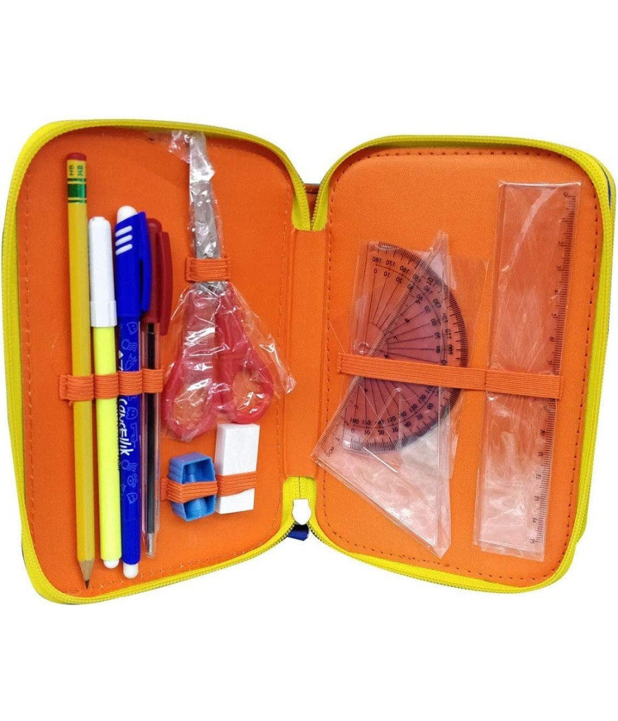 Astuccio Scuola Calciatori Panini Adrenalyn Triplo Completo 3 Zip Per Ragazzi         