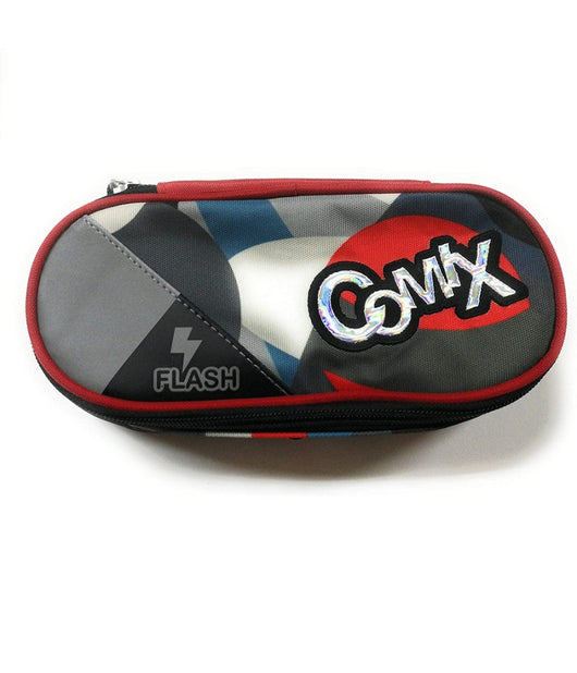 Astuccio Scuola Ovale Comix Flash Organizzato Portapenne 22 X 5 X 7 Cm Rosso Nero         