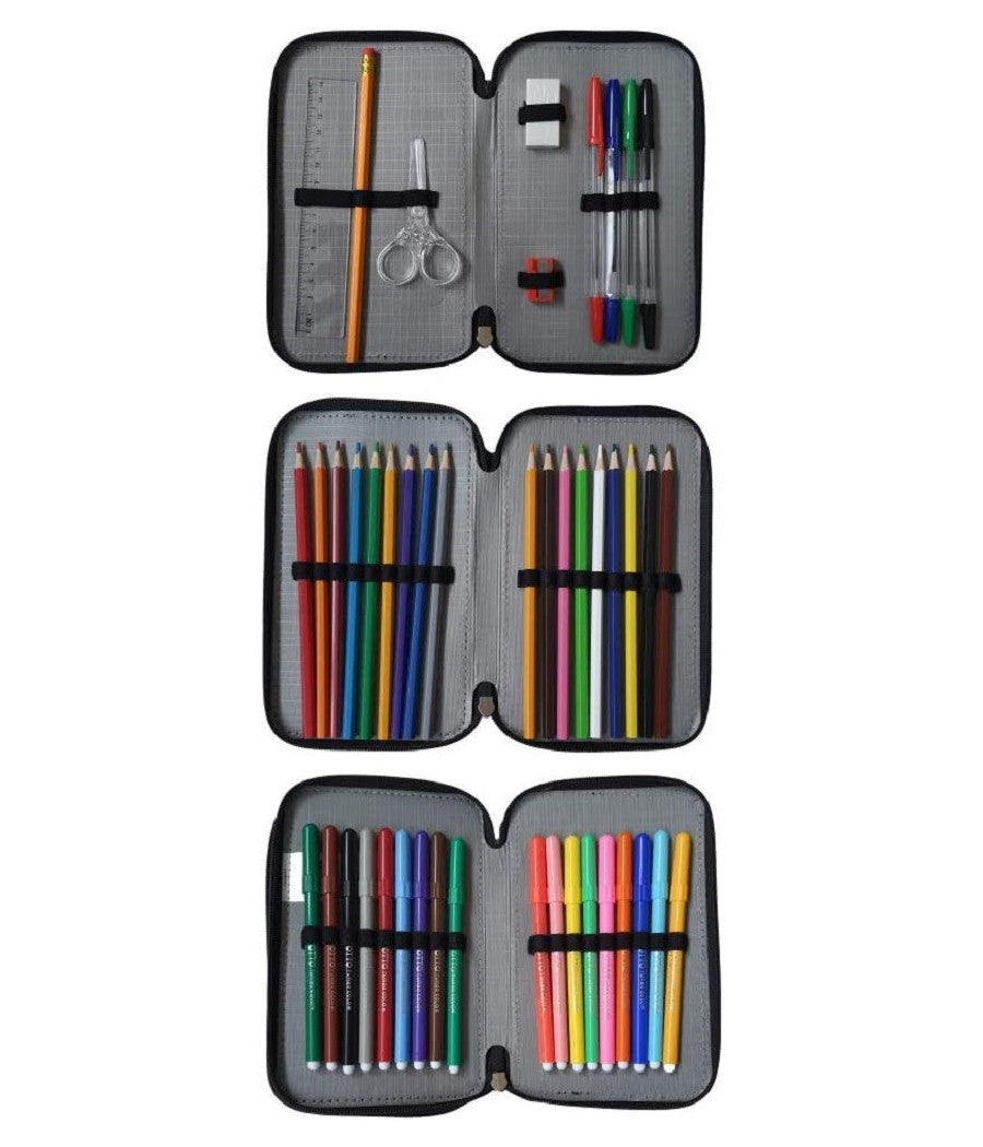 Astuccio Scuola Overlook Multiscomparto 3 Zip Portacolori Pennarelli Penne         