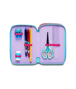 Astuccio Stitch E Lilo 3 Zip Per Scuola Elementare Completo Di Accessori Seven         