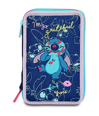 Astuccio Stitch E Lilo 3 Zip Per Scuola Elementare Completo Di Accessori Seven         