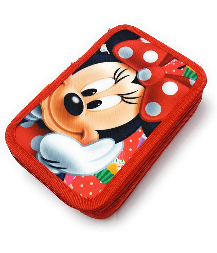 Astuccio Topolina Minnie Disney 3 Zip 20x13x6.5cm Scomparto Accessoriato Scuola         