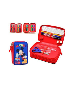 Astuccio Topolino Mickey Mouse Disney 3 Zip 20x13x6.5cm Scomparto Accessoriato Scuola         