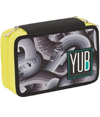 Astuccio Triplo 3 Cerniere Yub Murales Black Accessorio Scuola Portapastelli         