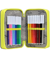 Astuccio Triplo 3 Cerniere Yub Murales Black Accessorio Scuola Portapastelli         