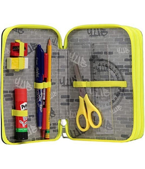 Astuccio Triplo 3 Cerniere Yub Murales Black Accessorio Scuola Portapastelli         